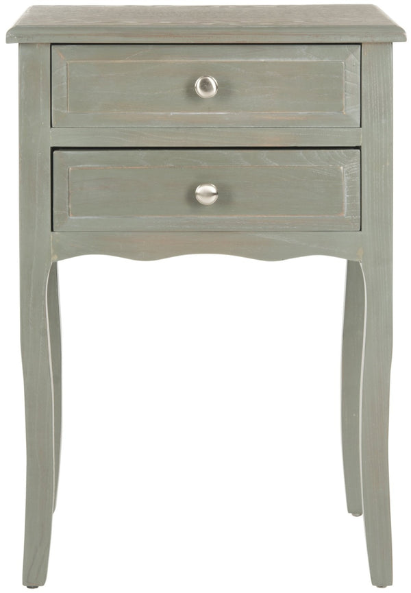 Safavieh Lori End Table: Elegant French Farmhouse Design With Storage Drawers For Living Room & Bedroom Use Ash Grey AMH6576B