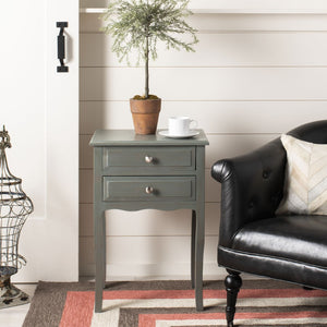 Safavieh Lori End Table: Elegant French Farmhouse Design With Storage Drawers For Living Room & Bedroom Use Ash Grey AMH6576B