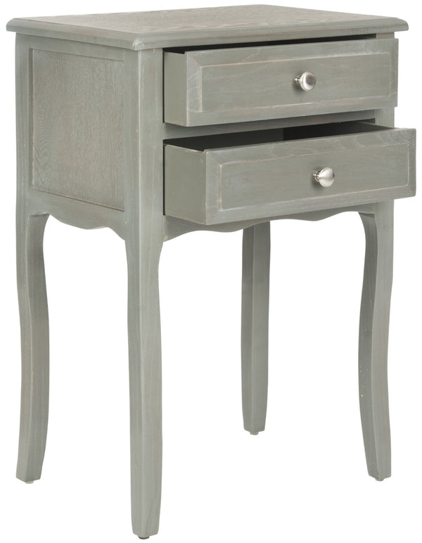 Safavieh Lori End Table: Elegant French Farmhouse Design With Storage Drawers For Living Room & Bedroom Use Ash Grey AMH6576B
