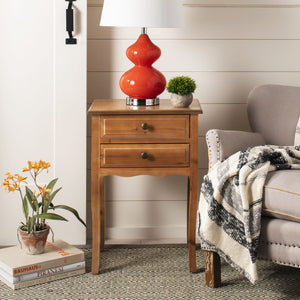 Safavieh Lori End Table: Elegant French Farmhouse Design With Storage Drawers For Living Room & Bedroom Use Red Maple AMH6576C