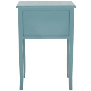 Safavieh Lori End Table: Elegant French Farmhouse Design With Storage Drawers For Living Room & Bedroom Use Pale Blue/White Smoke AMH6576F