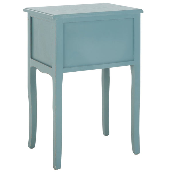 Safavieh Lori End Table: Elegant French Farmhouse Design With Storage Drawers For Living Room & Bedroom Use Pale Blue/White Smoke AMH6576F