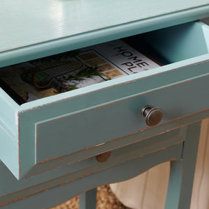 Safavieh Lori End Table: Elegant French Farmhouse Design With Storage Drawers For Living Room & Bedroom Use Pale Blue/White Smoke AMH6576F