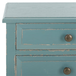 Safavieh Lori End Table: Elegant French Farmhouse Design With Storage Drawers For Living Room & Bedroom Use Pale Blue/White Smoke AMH6576F