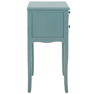 Safavieh Lori End Table: Elegant French Farmhouse Design With Storage Drawers For Living Room & Bedroom Use Pale Blue/White Smoke AMH6576F