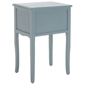 Safavieh Lori End Table: Elegant French Farmhouse Design With Storage Drawers For Living Room & Bedroom Use Barn Blue AMH6576G