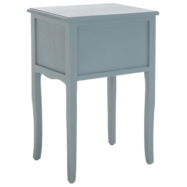 Safavieh Lori End Table: Elegant French Farmhouse Design With Storage Drawers For Living Room & Bedroom Use Barn Blue AMH6576G