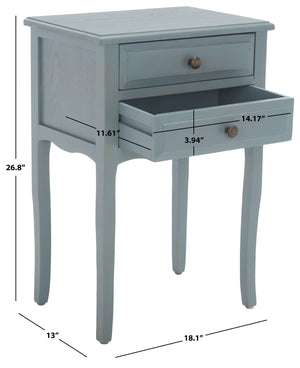 Safavieh Lori End Table: Elegant French Farmhouse Design With Storage Drawers For Living Room & Bedroom Use Barn Blue AMH6576G
