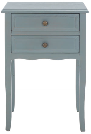 Safavieh Lori End Table: Elegant French Farmhouse Design With Storage Drawers For Living Room & Bedroom Use Barn Blue AMH6576G