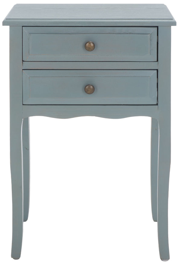 Safavieh Lori End Table: Elegant French Farmhouse Design With Storage Drawers For Living Room & Bedroom Use Barn Blue AMH6576G