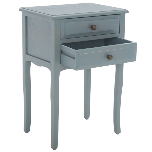 Safavieh Lori End Table: Elegant French Farmhouse Design With Storage Drawers For Living Room & Bedroom Use Barn Blue AMH6576G