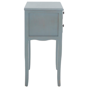 Safavieh Lori End Table: Elegant French Farmhouse Design With Storage Drawers For Living Room & Bedroom Use Barn Blue AMH6576G
