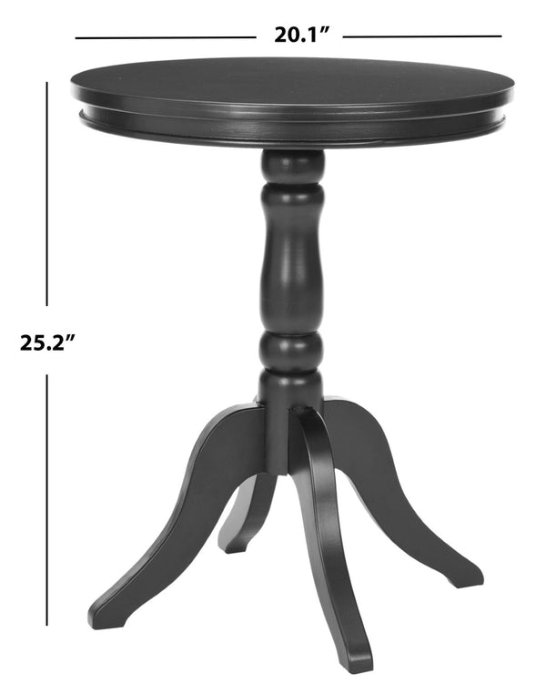 Safavieh Vivienne Elegant Round Top Side Table - Timeless Pedestal Design For Small Spaces And Versatile Use Black AMH6579D