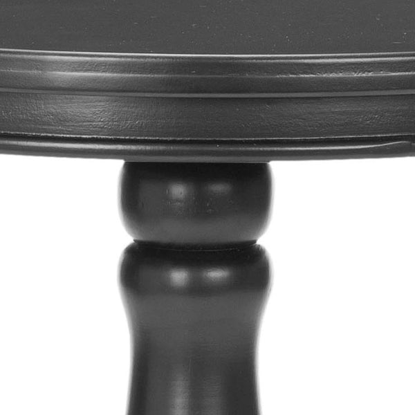 Safavieh Vivienne Elegant Round Top Side Table - Timeless Pedestal Design For Small Spaces And Versatile Use Black AMH6579D