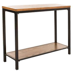 Safavieh Dennis Console Table - Industrial-Style Solid Elm With Metal Legs For Entryway Or Living Room Decor Oak AMH6589A