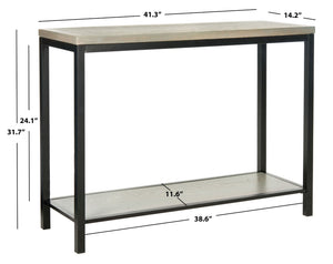 Safavieh Dennis Console Table - Industrial-Style Solid Elm With Metal Legs For Entryway Or Living Room Decor Ash Grey AMH6589B