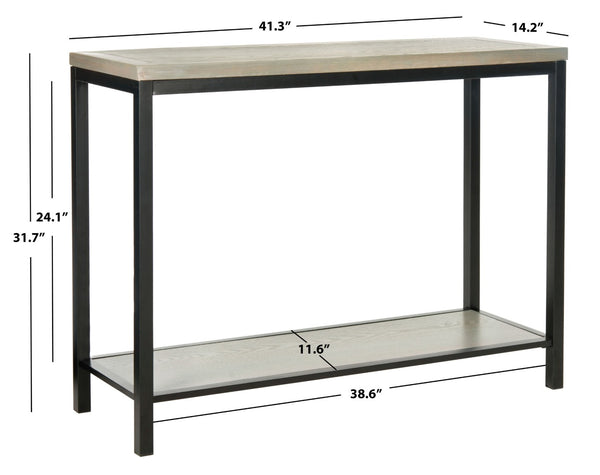 Safavieh Dennis Console Table - Industrial-Style Solid Elm With Metal Legs For Entryway Or Living Room Decor Ash Grey AMH6589B
