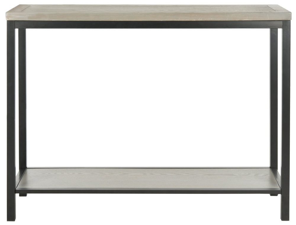 Safavieh Dennis Console Table - Industrial-Style Solid Elm With Metal Legs For Entryway Or Living Room Decor Ash Grey AMH6589B