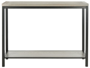 Safavieh Dennis Console Table - Industrial-Style Solid Elm With Metal Legs For Entryway Or Living Room Decor Ash Grey AMH6589B