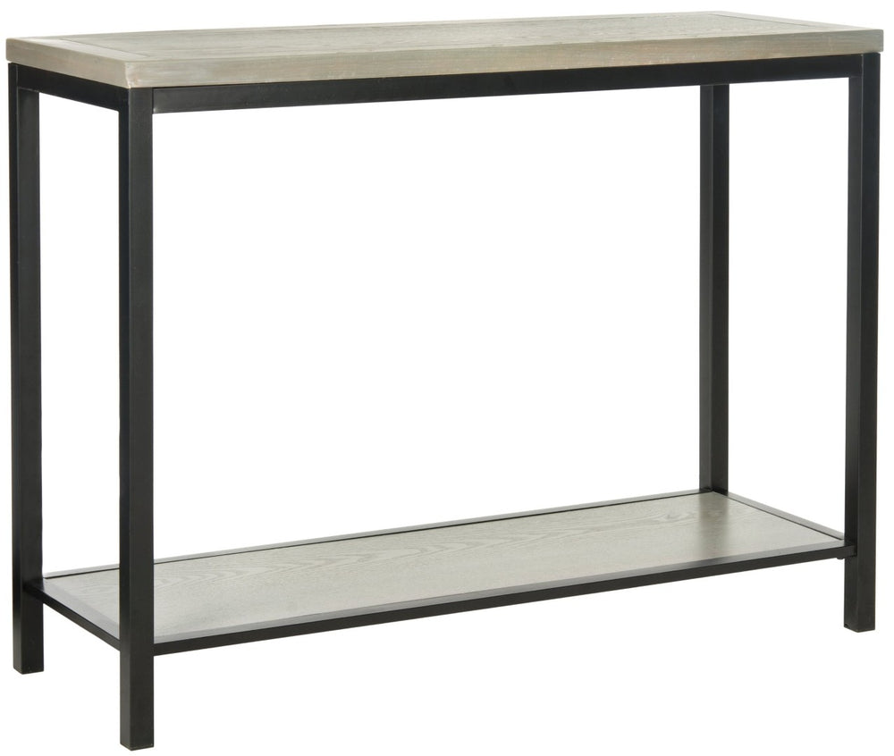 Safavieh Dennis Console Table - Industrial-Style Solid Elm With Metal Legs For Entryway Or Living Room Decor Ash Grey AMH6589B