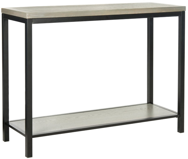 Safavieh Dennis Console Table - Industrial-Style Solid Elm With Metal Legs For Entryway Or Living Room Decor Ash Grey AMH6589B