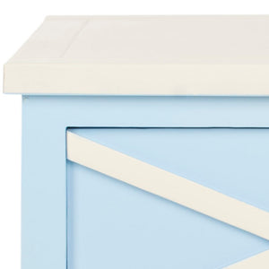 Safavieh Sherrilyn Elegant Two-Drawer Side Table With Decorative X-Detailing For Modern And Classic Spaces Light Blue AMH6591B
