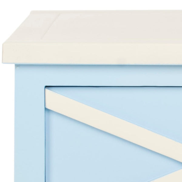 Safavieh Sherrilyn Elegant Two-Drawer Side Table With Decorative X-Detailing For Modern And Classic Spaces Light Blue AMH6591B