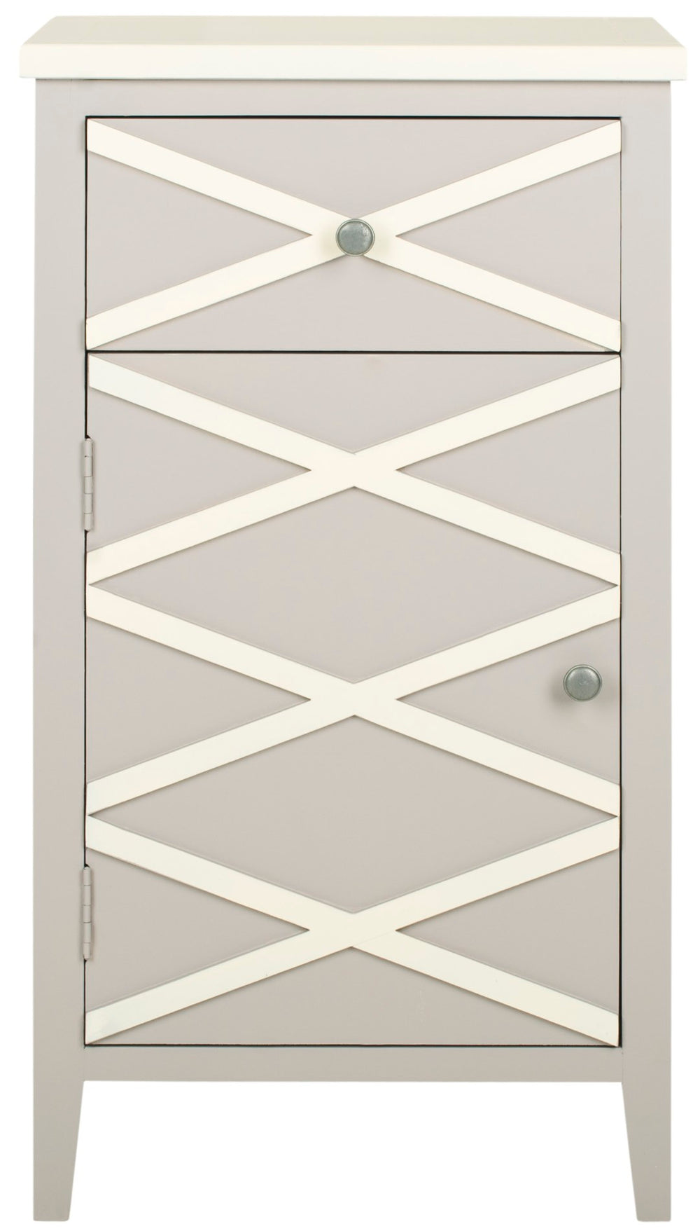 Safavieh Brandy Small Cabinet – Versatile Grey Nightstand With X-Front Design For Coastal-Cottage Charm AMH6594A