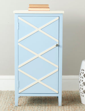 Safavieh Cary Small Cabinet – Stylish Light Blue Storage Solution With X-Front Design For Any Room Decor AMH6595B