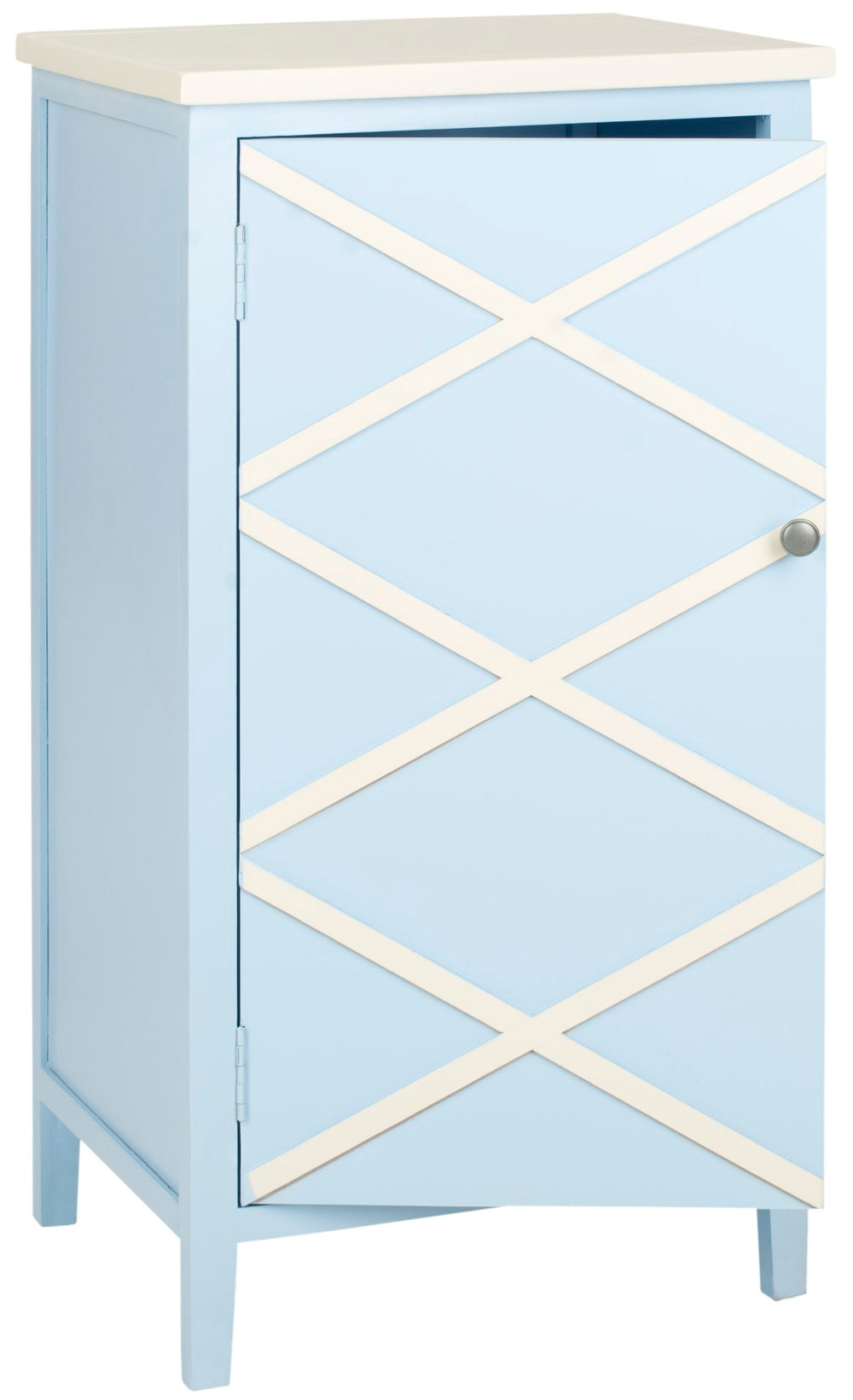 Safavieh Cary Small Cabinet – Stylish Light Blue Storage Solution With X-Front Design For Any Room Decor AMH6595B