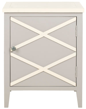 Safavieh Bernardo Side Cabinet - Stylish Grey Poplar Storage With White Top & X-Detail Design For Any Room AMH6597A