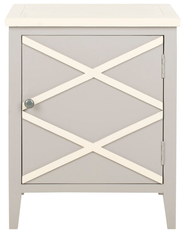 Safavieh Bernardo Side Cabinet - Stylish Grey Poplar Storage With White Top & X-Detail Design For Any Room AMH6597A