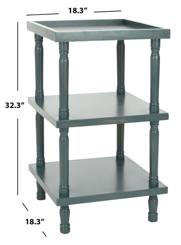 Safavieh Esmeralda 3-Tier Side Table In Dark Teal - Stylish Accent For Any Room, Ideal For Display & Storage AMH6602C