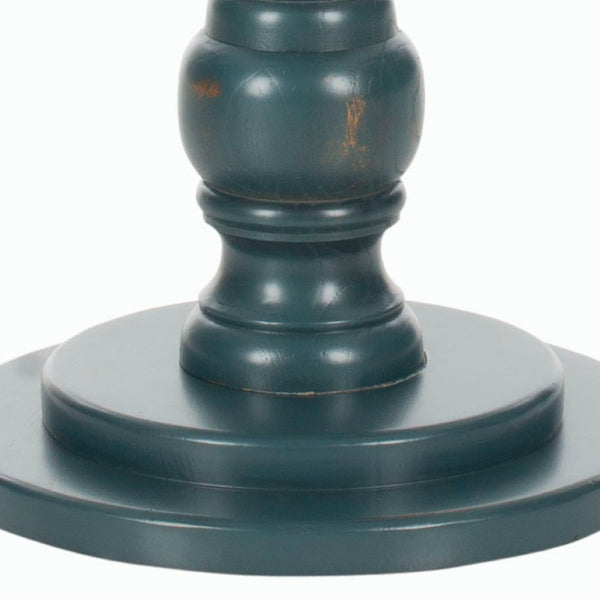 Safavieh Greta Round Top Accent Table – Modern Baluster Design, Solid Pine Craftsmanship For Elegant Spaces Dark Teal AMH6603C