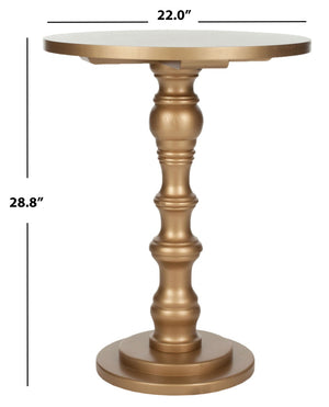 Safavieh Greta Round Top Accent Table – Modern Baluster Design, Solid Pine Craftsmanship For Elegant Spaces Gold AMH6603D