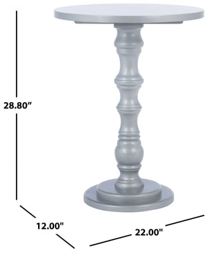 Safavieh Greta Round Top Accent Table – Modern Baluster Design, Solid Pine Craftsmanship For Elegant Spaces Silver AMH6603E