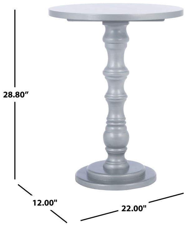 Safavieh Greta Round Top Accent Table – Modern Baluster Design, Solid Pine Craftsmanship For Elegant Spaces Silver AMH6603E
