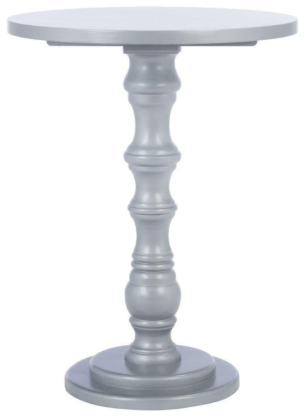 Safavieh Greta Round Top Accent Table – Modern Baluster Design, Solid Pine Craftsmanship For Elegant Spaces Silver AMH6603E