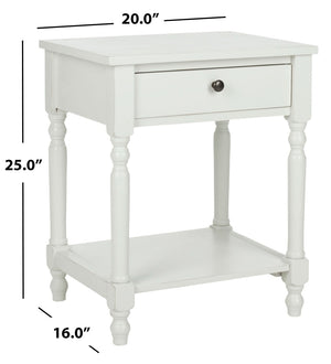 Safavieh Tami Vintage Nightstand With Storage Drawer & Open Shelf For Timeless Bedroom Charm And Style Off White AMH6604A