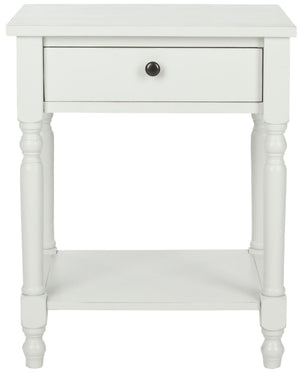 Safavieh Tami Vintage Nightstand With Storage Drawer & Open Shelf For Timeless Bedroom Charm And Style Off White AMH6604A