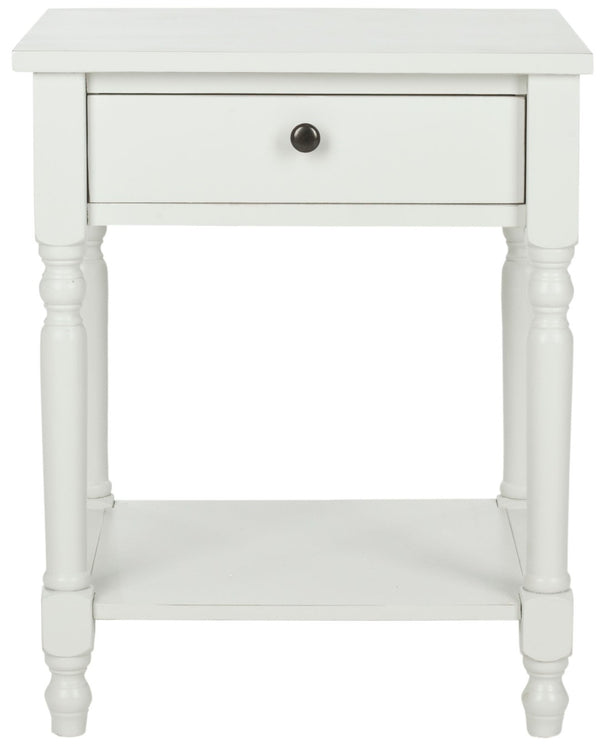 Safavieh Tami Vintage Nightstand With Storage Drawer & Open Shelf For Timeless Bedroom Charm And Style Off White AMH6604A