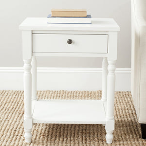Safavieh Tami Vintage Nightstand With Storage Drawer & Open Shelf For Timeless Bedroom Charm And Style Off White AMH6604A