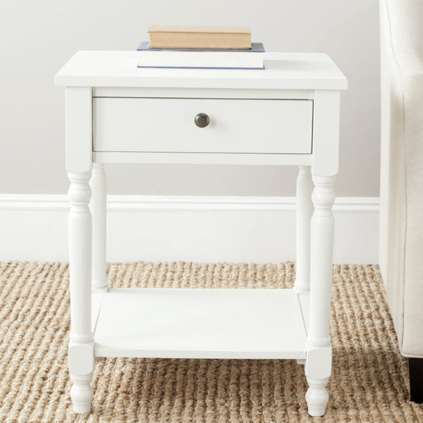 Safavieh Tami Vintage Nightstand With Storage Drawer & Open Shelf For Timeless Bedroom Charm And Style Off White AMH6604A