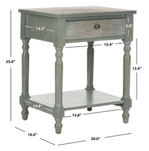 Safavieh Tami Vintage Nightstand With Storage Drawer & Open Shelf For Timeless Bedroom Charm And Style Ash Grey AMH6604B