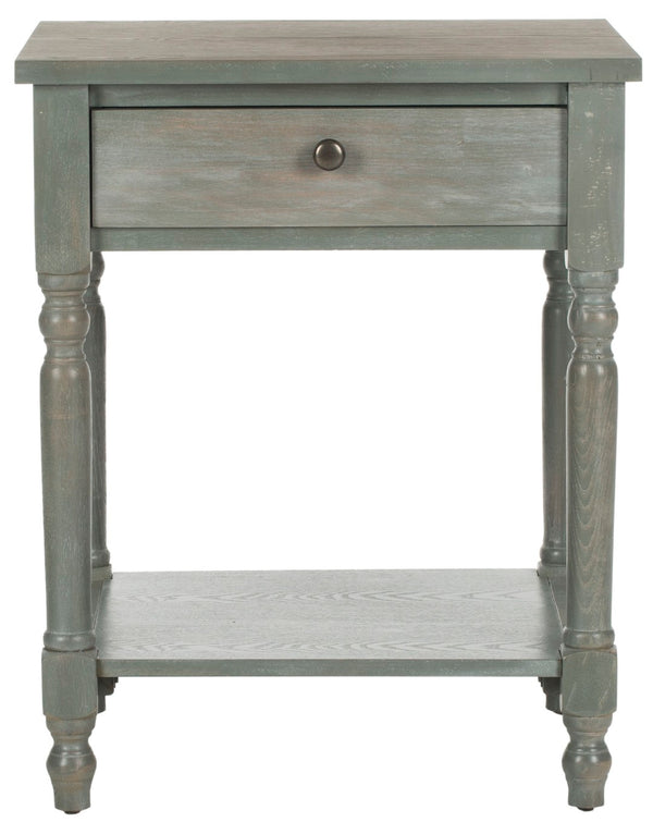 Safavieh Tami Vintage Nightstand With Storage Drawer & Open Shelf For Timeless Bedroom Charm And Style Ash Grey AMH6604B