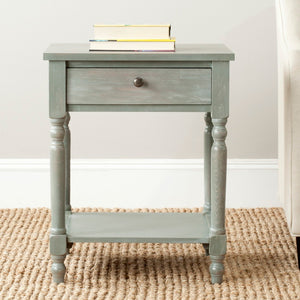 Safavieh Tami Vintage Nightstand With Storage Drawer & Open Shelf For Timeless Bedroom Charm And Style Ash Grey AMH6604B