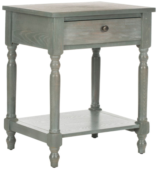 Safavieh Tami Vintage Nightstand With Storage Drawer & Open Shelf For Timeless Bedroom Charm And Style Ash Grey AMH6604B