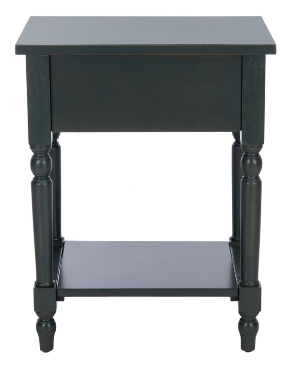 Safavieh Tami Vintage Nightstand With Storage Drawer & Open Shelf For Timeless Bedroom Charm And Style Dark Teal AMH6604C