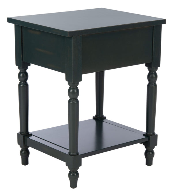 Safavieh Tami Vintage Nightstand With Storage Drawer & Open Shelf For Timeless Bedroom Charm And Style Dark Teal AMH6604C