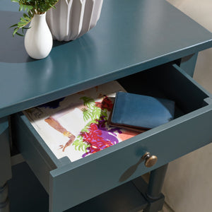 Safavieh Tami Vintage Nightstand With Storage Drawer & Open Shelf For Timeless Bedroom Charm And Style Dark Teal AMH6604C